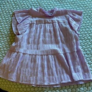 Lavender and White Pleated Blouse